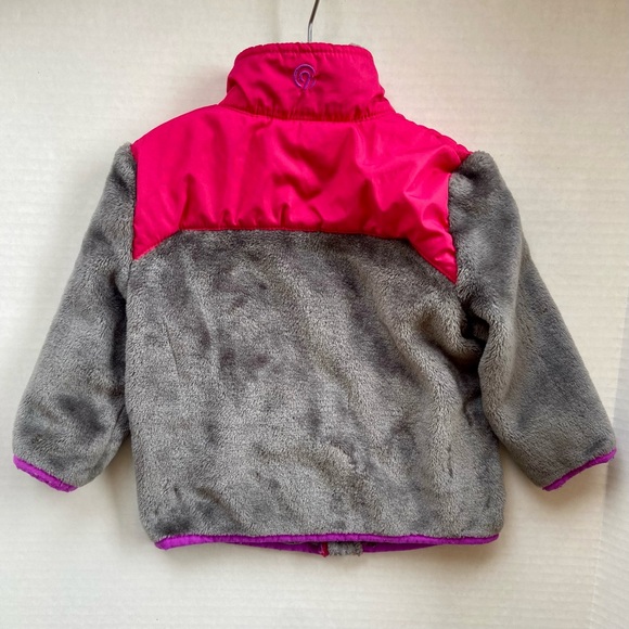Champion Toddler Girls Full Zip Jacket Silky Fleece Sz 12 M Grey Pink Purple - Picture 2 of 4